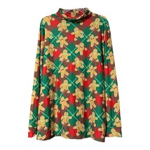 Shinesty Men Green Red Christmas Turtleneck Gingerbread Man Shirt Top Size Large - £15.65 GBP