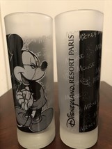 Disneyland Resort Paris Pair Of Frosted Tall Glasses 6 1/2” Tall Mickey ... - $18.69