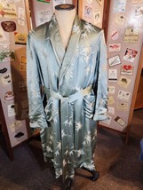 Vtg Kanebo Green Silk Floral Belted Robe circa 1930s - $74.24