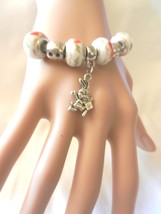 New  Dangle Bunnie Bunny Rabbit Charm Beads Chain Bangle Bracelet  - £3.92 GBP