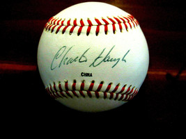 Charlie Hough Texas Rangers Hof Florida Marlins Signed Auto Baseball Jsa Beauty - £92.92 GBP