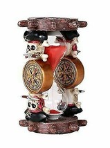 Atlantic Treasure Pirate Compass Ship &amp; Wheel Sand Timer Hourglass Decor Statue - £24.48 GBP