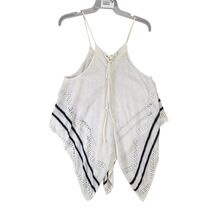 Madberry Ivory Knit Poncho Tank Top Women&#39;s L Corset Tie at Neck, Navy S... - $20.00