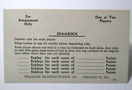 Shamrock 1956 Pinball Machine Score Card Instructions NOS Original S-6 - $23.28