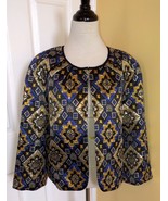 ANN TAYLOR LOFT Metallic Blue/Gold/Black Brocade 3/4 Sleeve Dress Jacket... - €21,01 EUR ANN TAYLOR LOFT Metallic Blue/Gold/Black Brocade 3/4 Sleeve Dress Jacket... - €21,01 EUR