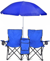 GoTeam Nylon Portable Double Folding Chair w/Removable Umbrella - £59.32 GBP