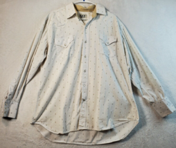 Ely Cattleman Shirt Men XL White Geo Print Cotton Pocket Collar Snap Button Down - £7.86 GBP