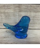 Vintage Leo Ward Glass Blue Bird of Happiness Signed Figurine - $27.23 CAD