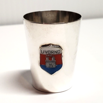 SOLID 925 Sterling Silver Antique Colorful Enamel WWII UVORNO Region Shot Glass - £32.66 GBP