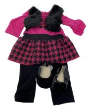 Dollie &amp; Me Doll Outfit Pink/Black Houndstooth Dress, Leggings Shoes - $267.07 MXN