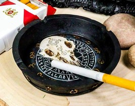 Ebros Occult Pentagram Moon Wheel Of The Year Horoscope Raven Skull Ashtray - $20.99