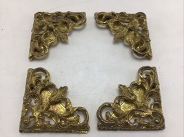 Blotter Corners Victorian Ornate Art Nouveau Gold Metal  Ormolu Set 4 Vintage - £86.63 GBP