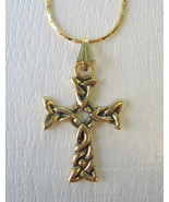 Celtic Cross Goldtone Necklace with Gold Plated Chain - £7.98 GBP
