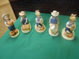 Great Collection Set of 5 Figurines by Homco.....DENIM DAYS 1985 - £17.51 GBP