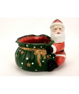 Porcelain Santa w/Toy Bag Candy Cane Holder, Holiday Planter, Christmas ... - $549.43 MXN