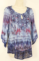 Unity World Wear Womens Sublimation Shirt S Small Blue Lace 3/4 Sleeve Colorful - $17.80