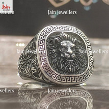 Bague homme visage lion fait main en or blanc 14 carats, 18 carats 8-18 g tai... - £1,180.45 GBP+