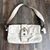 Vintage COACH SOHO White Leather Y2K Buckle Flap Shoulder Bag Purse 8A05 - $202.95