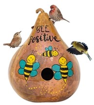 &quot;Bee Positive&quot; Birdhouse - Amish Hand Painted Honey Bees Gourd - £43.50 GBP