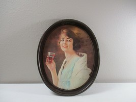 Vintage COCA COLA oval tin serving tray Retro 1923 flapper girl pictured  - $98.99