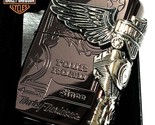 Harley Davidson HDP-49 3-sides Metal Brown Zippo Oil Lighter MIB - £103.11 GBP