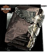 Harley Davidson HDP-49 3-sides Metal Brown Zippo Oil Lighter MIB - £101.47 GBP