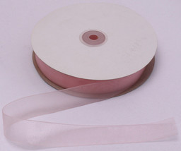 100-Yard Roll - 7/8&quot; Sheer Petal Pink Shimmery Non-Wired Nylon Ribbon M2... - £6.93 GBP