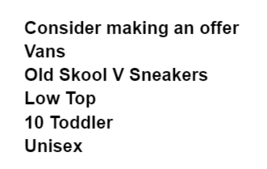 Vans Sneakers Old Skool V 10 Toddler Unisex Black Canvas Suede Box Included  - £12.55 GBP