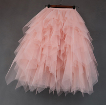 Multi Color Layered Tulle Skirt Women Plus Size Fluffy Tulle Midi Skirt image 6