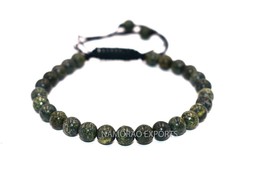 Natural Russian Serpentine 6x6 mm Beads Thread Bracelet ATB-14 - £4.87 GBP