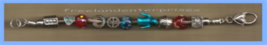 Bracelet Slide Charm Bracelet ~w/Silvertone Chain &amp; Glass Beads--Ex-Cond - £46.62 GBP