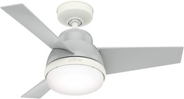 36-Inch Dove Grey Hunter Valda Indoor Ceiling Fan With Led Light And Remote. - £183.65 GBP