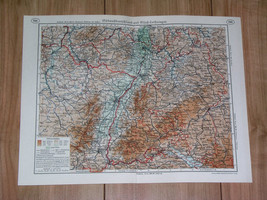 1938 Original Vintage Map Of BADEN-WÜRTTEMBERG Alsace Lorraine Germany France - £17.16 GBP