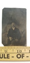 Antique Tintype Photograph Handsome Young Man In Suit Watch Chain D1 - £8.11 GBP