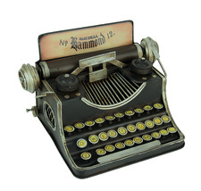 Scratch &amp; Dent Black Vintage Finish Tin Antique Typewriter Coin Bank - £23.18 GBP
