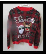 No Boundaries Womens Ugly Christmas Sweater Santa&#39;s Bestie Sequins Size S - $25.71 CAD