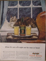 1944 Esquire Original Advertisement Wwii Era Four Roses Whiskey Kinney Shoes - £3.63 GBP