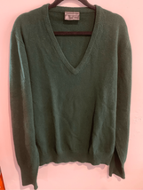 Vintage V Neck Lambswool Sweater-Preswick &amp; Moore-Green L/S Pullover X-L... - £20.24 GBP