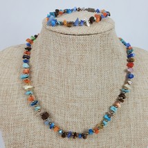 Vintage 1970s Gemstone Multicolor Necklace 17&quot; Bracelet 7&quot; Goes With Eve... - £20.90 GBP