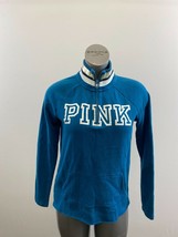 PINK Victoria Secret Women&#39;s 1/4 Zip Pullover Sweatshirt Size Small Blue  - $13.75