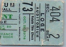 Vintage Ted Nugent Ticket Stub Octobre 20 1976 Memphis Tennessee - £40.28 GBP