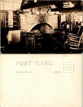USA Unknown Location Inside Cabin Stone Fireplace Chairs RPPC Antique Postcard - £11.13 GBP