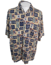 INC vintage Men Hawaiian camp shirt pit to pit 28 aloha luau tropical XL blocks - $24.74