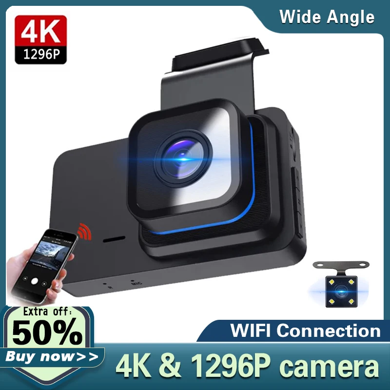 Car DVR Dashcam Wifi 3&quot; IPS 4K GPS G-Sensor Dual Lens Auto Registrator Camera - £34.38 GBP+