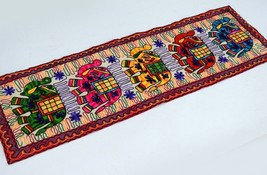 Cotton table runner cover met cloth throw Wall Hanging hand embroidered 18&quot;x60&quot; - £21.15 GBP