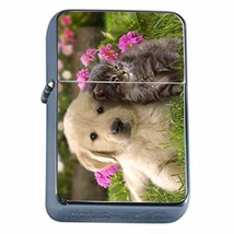 Puppy Kitty Cuddle Flip Top Oil Lighter Em1 Smoking Cigarette Silver Case Includ - £7.18 GBP