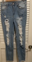Fashion Nova Women&#39;s Jeans Size 9 Blue Super Distressed - $12.99