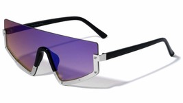 Dweebzilla Semi Rimless Flat Top Shield One Piece Lens Sunglasses (Black Silver  - £9.22 GBP