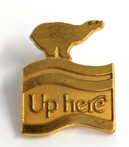 VTG Up Here Polar Bear Gold Tone Pin Souvenir Juniper Lacombe Alberta Canada - £9.71 GBP