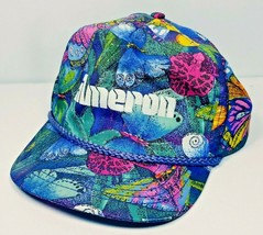 Vintage AMERON Colorful Butterfly Hat Cap Rope Top Snapback San Sun Tournament - £7.80 GBP